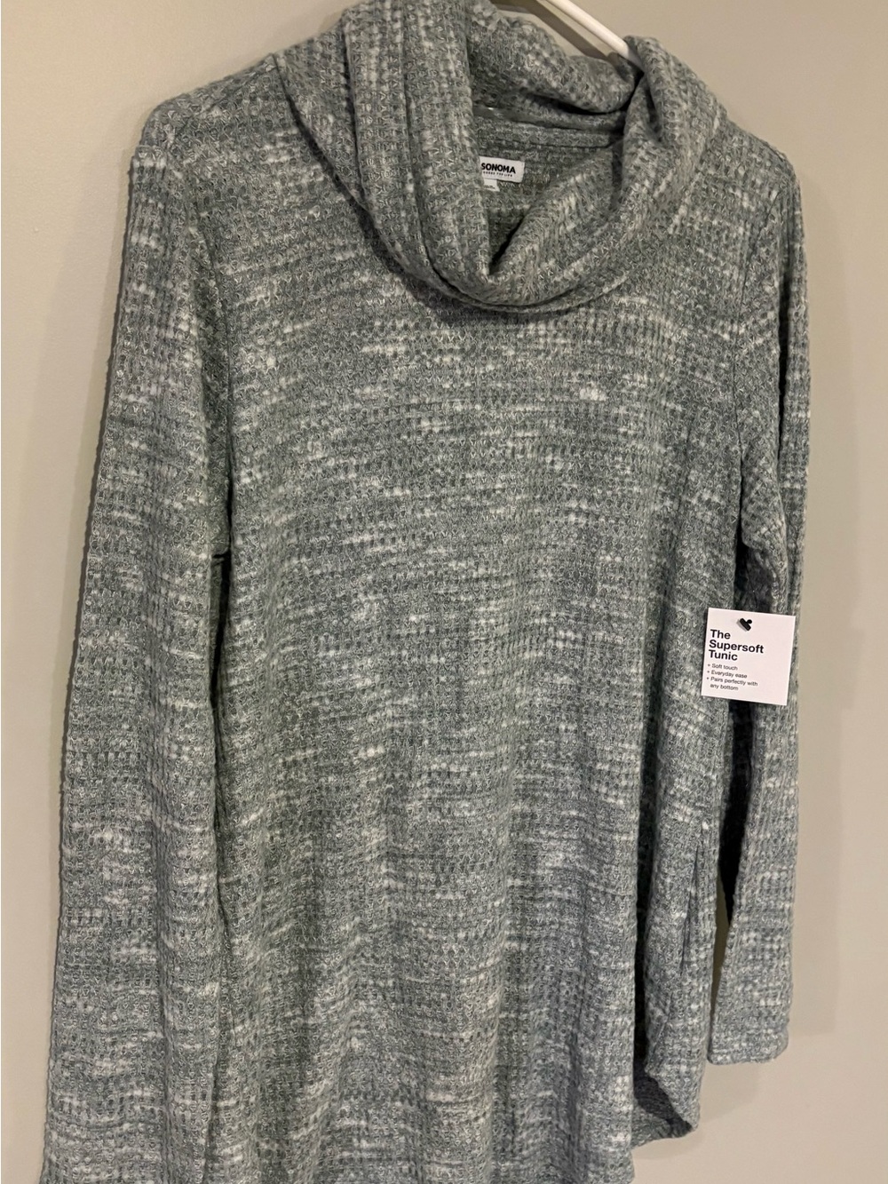 Sonoma Supersoft Cowl Neck Tunic Sweater - Light Gray Heather